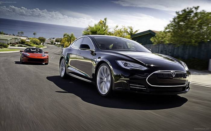 HD wallpaper: Model S (Twin Peaks), black sedan on the road, car ...
